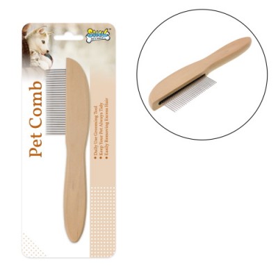 Quality & Cheap Personalized Custom Natural Theme Wooden Pet Hair Comb Dense Pins