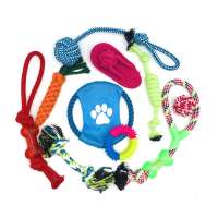 10 pack set ball rubber cotton rope dog toy chew dog rope toy set