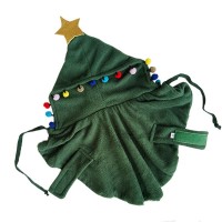 Cute design fleece Christmas cat clothes green pet cat cloaks