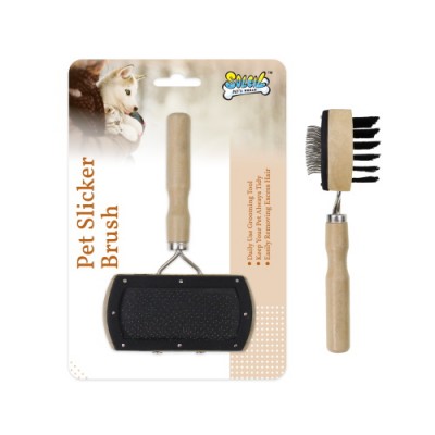 2020 Popular Natural Theme Wooden One Or Double Sided Pet Hair Slicker Brush