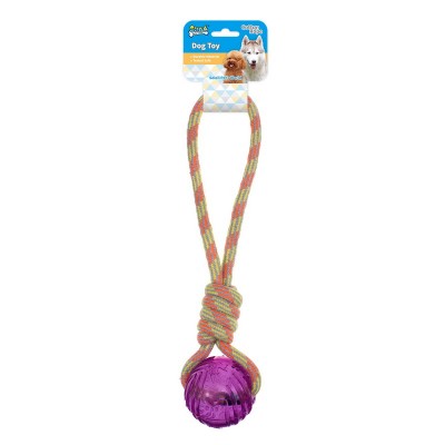 Interactive Durable Cotton Tug Of War Toy Dog Rope With TPR Ball