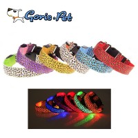 Waterproof Nylon Leopard LED Flashing Rechargeable Dog Collar