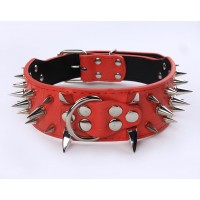 Spike Dog Collar, Large Spiked Dog Collars, Pu Leather Spike Studded Collar