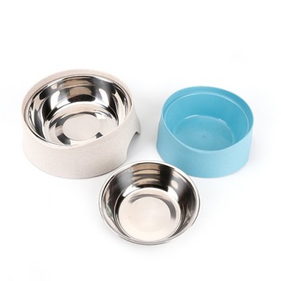 Super Durable Personalized Natural Straw Steel Eco Dog Bowl Spilled Proof Water & Food